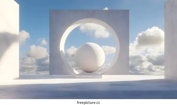 Minimalist Concrete Architecture With a Sphere and Sky View