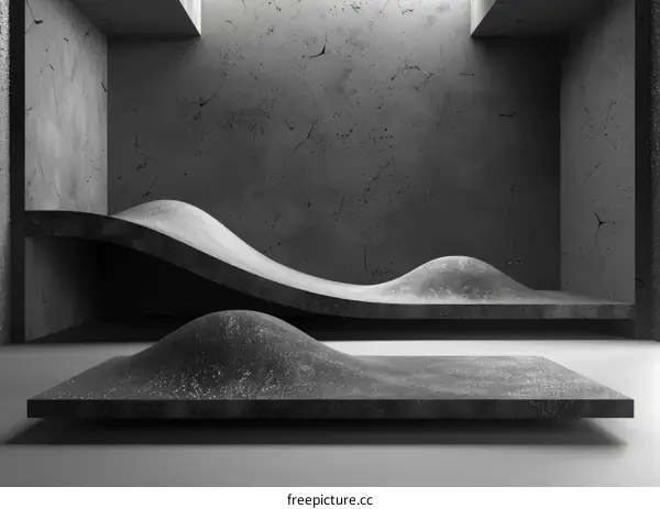 Concrete Room Black White Abstract Lines