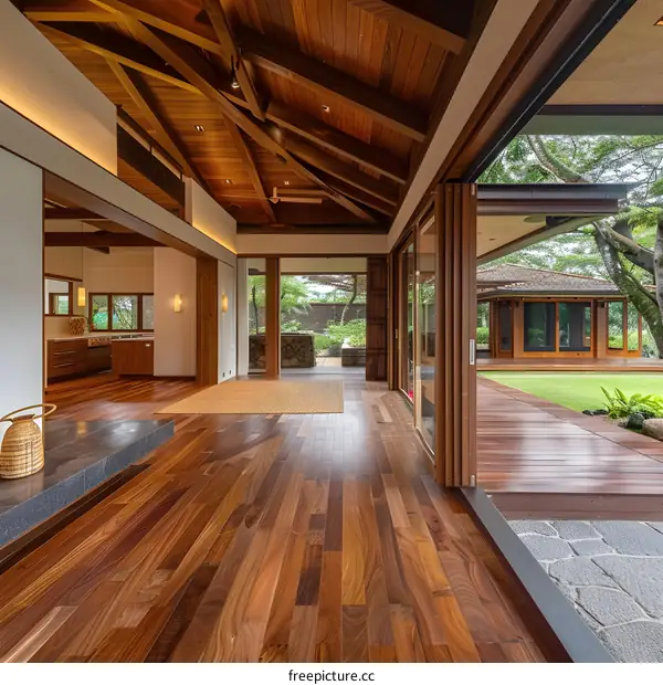 Modern Home With Wooden Ceiling and Open Floor Plan