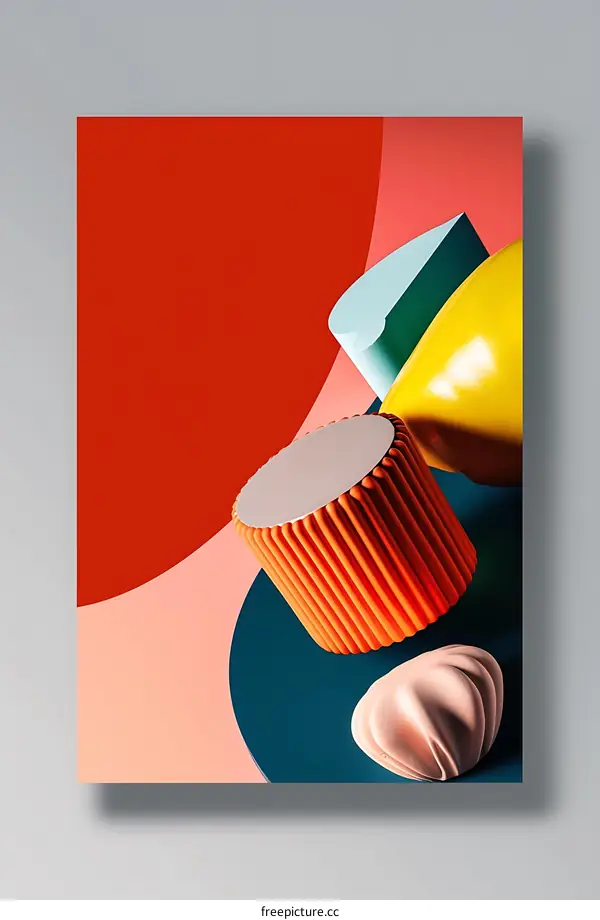 Abstract Geometric Shapes and Colorful 3D Design Poster