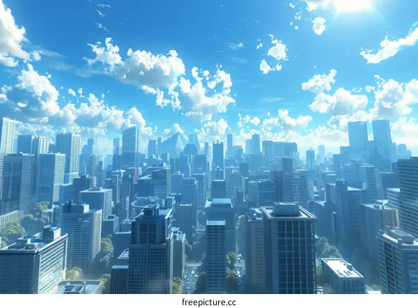 Cityscape Illustration on a Sunny Day