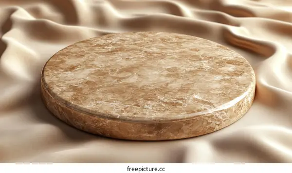 Beige Marble Round Display Stand on Satin Fabric