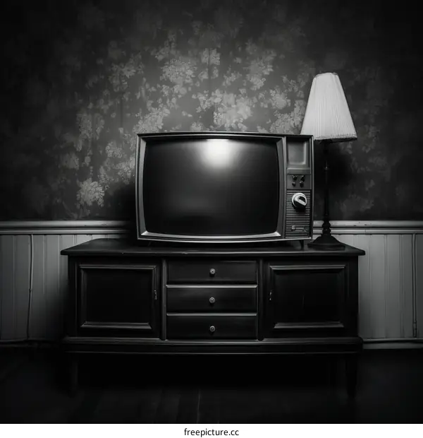 Vintage Television Set with Lamp