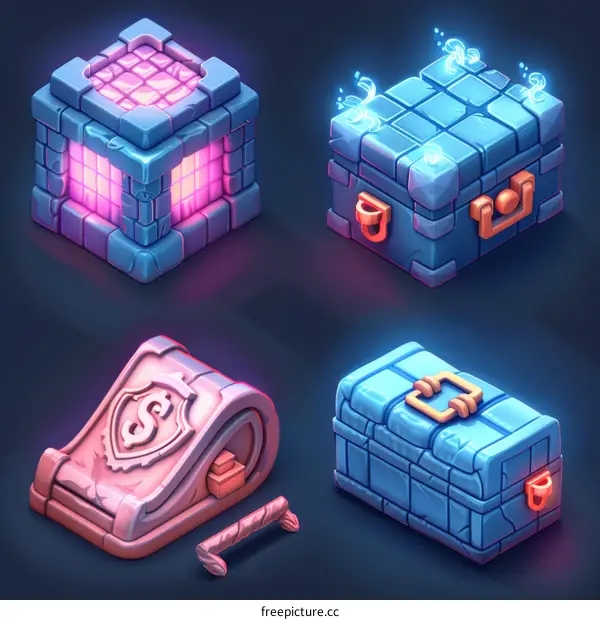 Treasure Chests, Gold Coins, Valuables, and a Magic Scroll