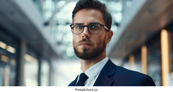 A professional headshot of a man wearing glasses and a suit