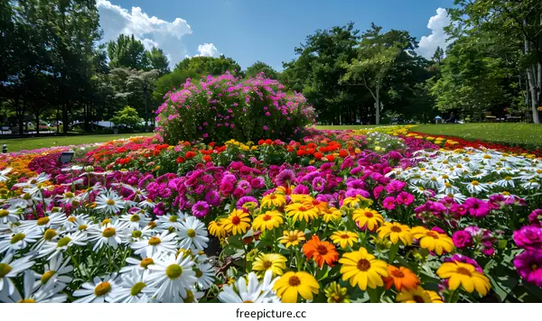 Colorful Flower Garden in Summer