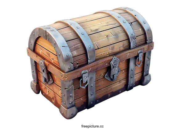 [Transparent Background PNG]Old wooden chest on black background