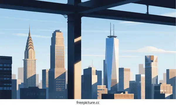 Urban Skyline Viewed Through Structural Framework