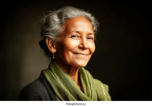 Portrait of a Smiling Senior Woman with Gray Hair