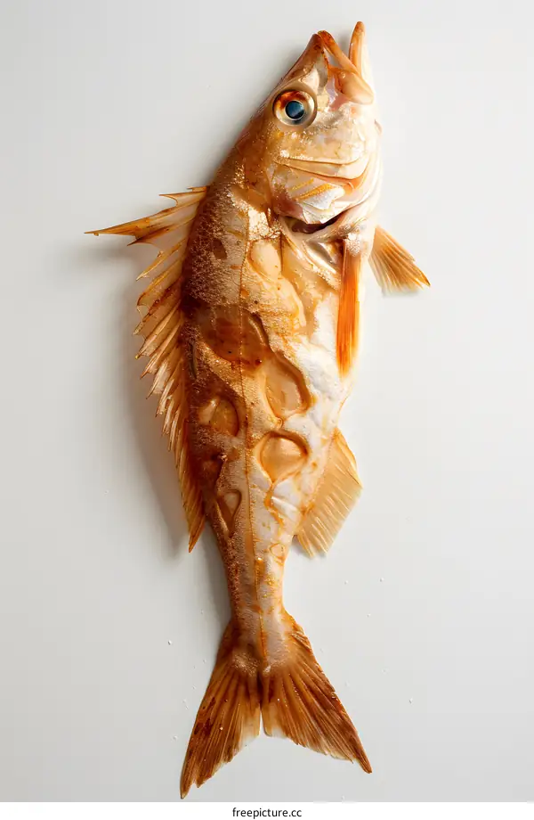 A red fish on a white background