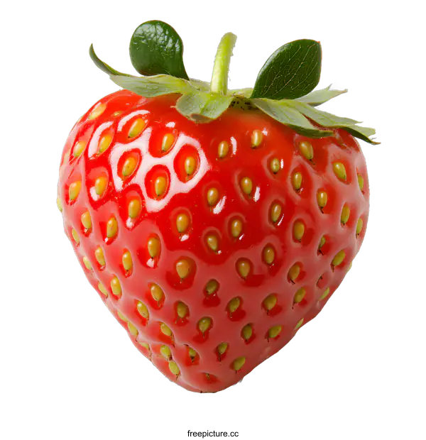 [Transparent Background PNG]Fresh Ripe Red Strawberry Isolated on White Background