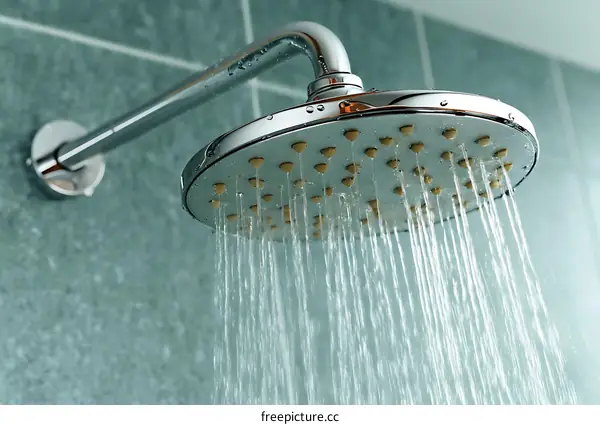 Modern Shower Head with Water Flowing