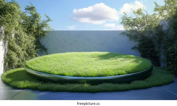 Modern Outdoor Lawn Design with Minimalist Concrete Wall