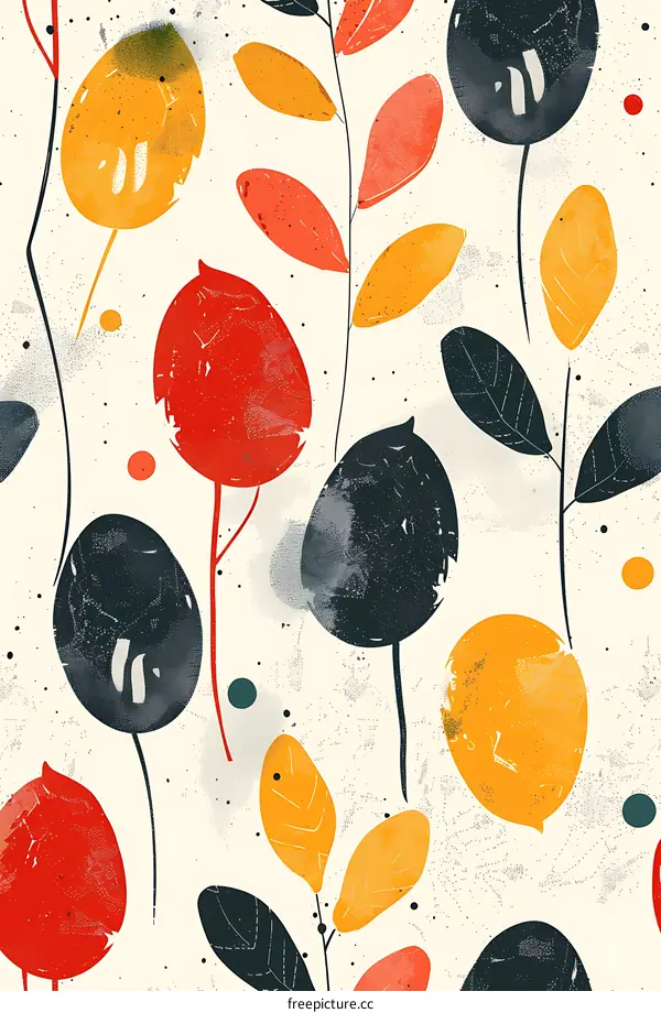 Abstract Autumn Leaves Seamless Pattern Background