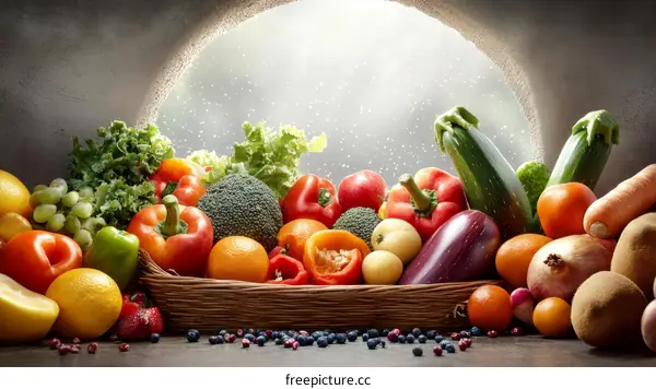 Assortment of Fresh Fruits and Vegetables