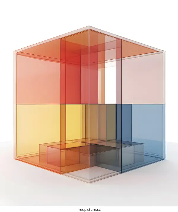 Colorful Glass Cube Abstract Geometric Shape