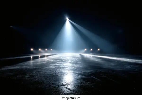 Spotlight on a Frozen Ice Rink
