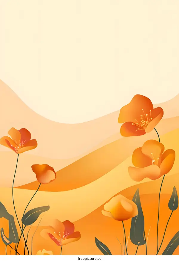 Orange Flower Illustration with Abstract Background