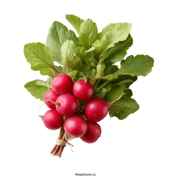 [Transparent Background PNG]Bunch of Fresh Radishes with Green Leaves