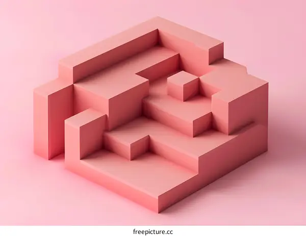 Abstract Pink 3D Block Geometric Shapes