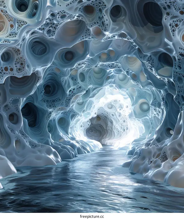 Surreal Blue Alien Cave Exploration