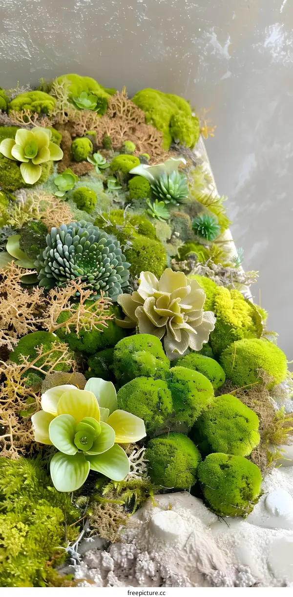 Green Moss and Succulent Wall Art