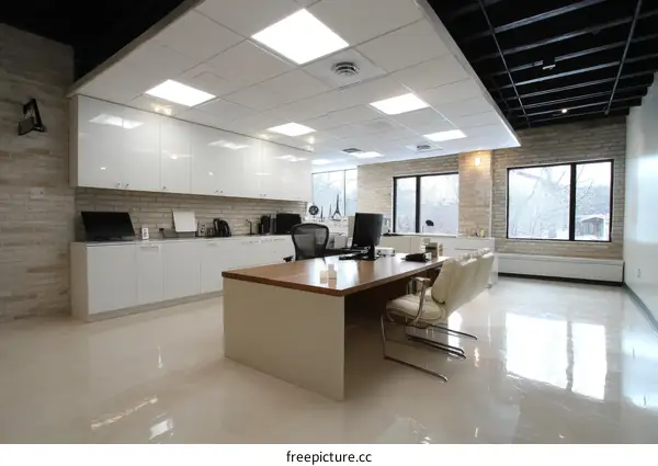 Modern Minimalist Office Space with Polished Concrete Floor