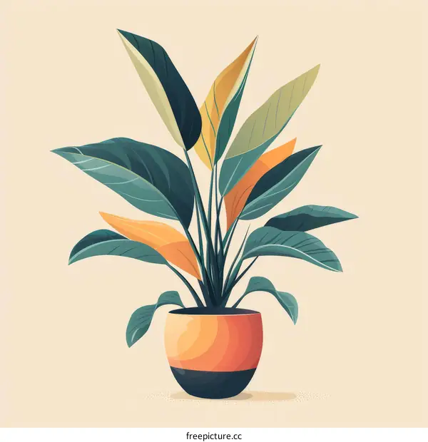 A potted plant with green and yellow leaves