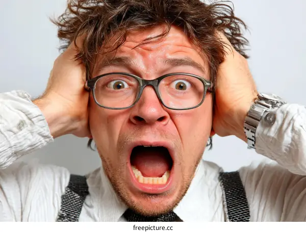 Shocked Caucasian Man with Open Mouth