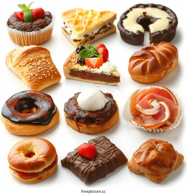 Assortment of Delicious Pastries and Bread