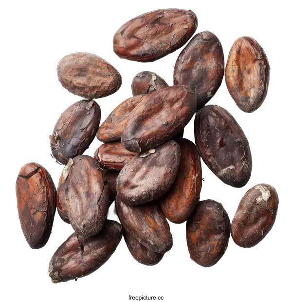 [Transparent Background PNG]Close Up of Roasted Cacao Beans on transparent background