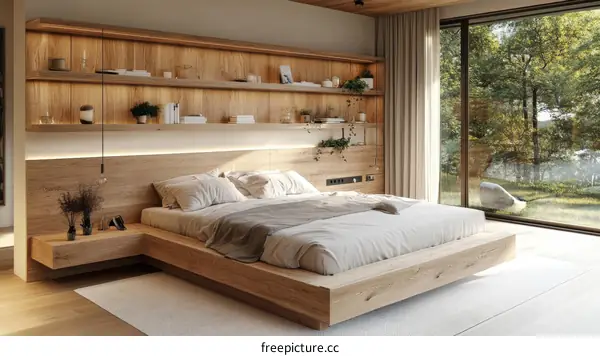 Modern Wooden Bedroom Design with Natural Light