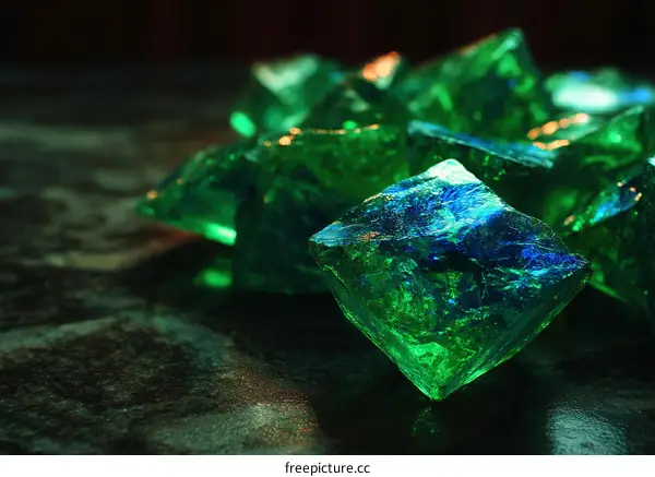 Close-up of Green and Blue Crystals