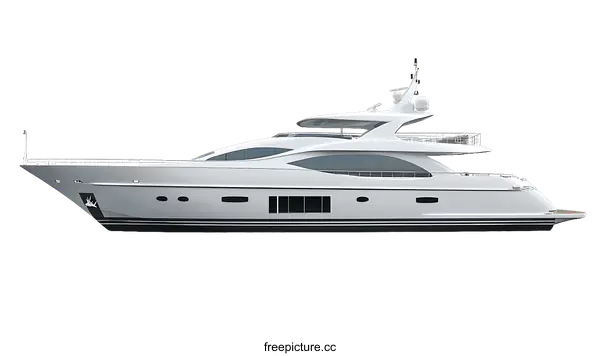 [Transparent Background PNG]Luxury White Yacht Design Illustration
