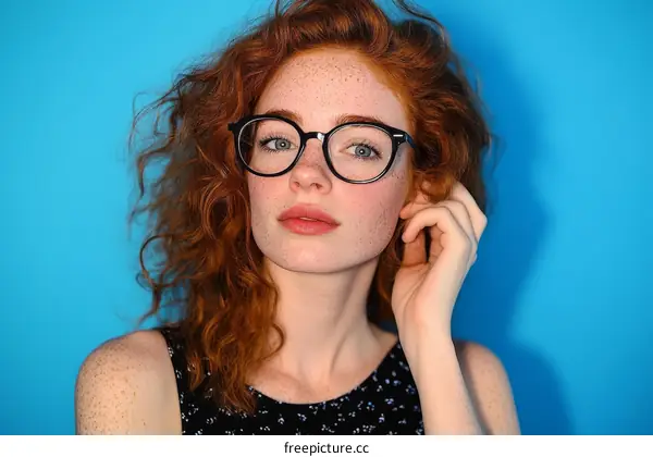Portrait of a Young Woman with Red Curly Hair