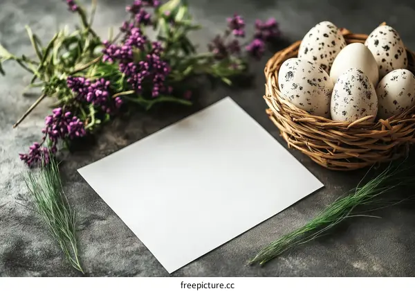 Blank Paper Nest Eggs Spring Flowers