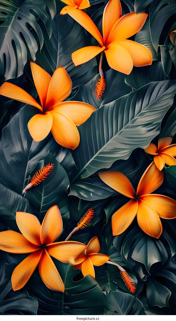 Tropical Flower and Leaves
