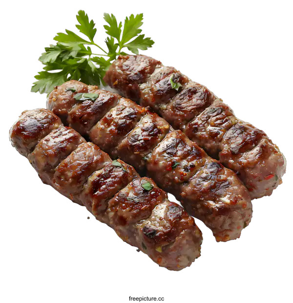 [Transparent Background PNG]Grilled kebabs on white background