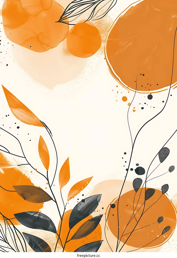 Abstract Illustration with Orange and Black Leaves