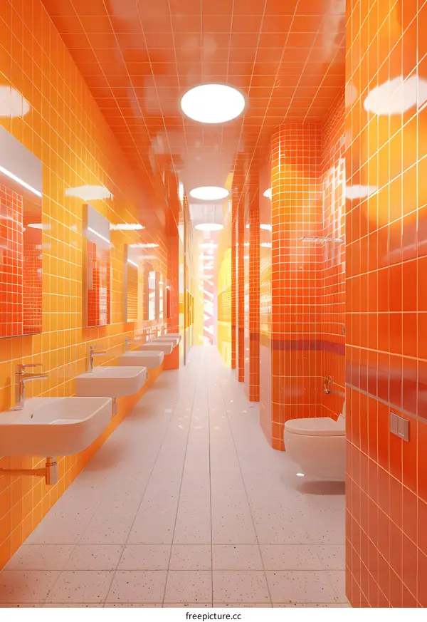 liminal space orange bathroom
