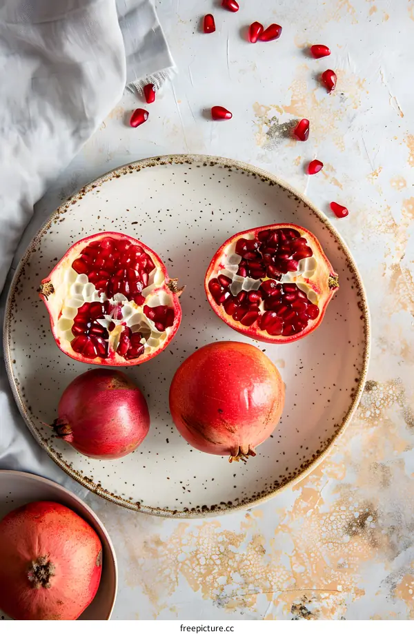 Fresh Pomegranate Seeds On Plate