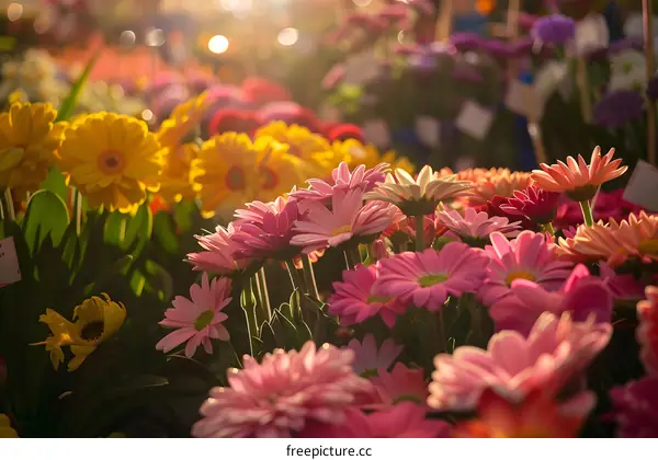 Close Up Shot of Vibrant Pink and Yellow Flowers In Bloom