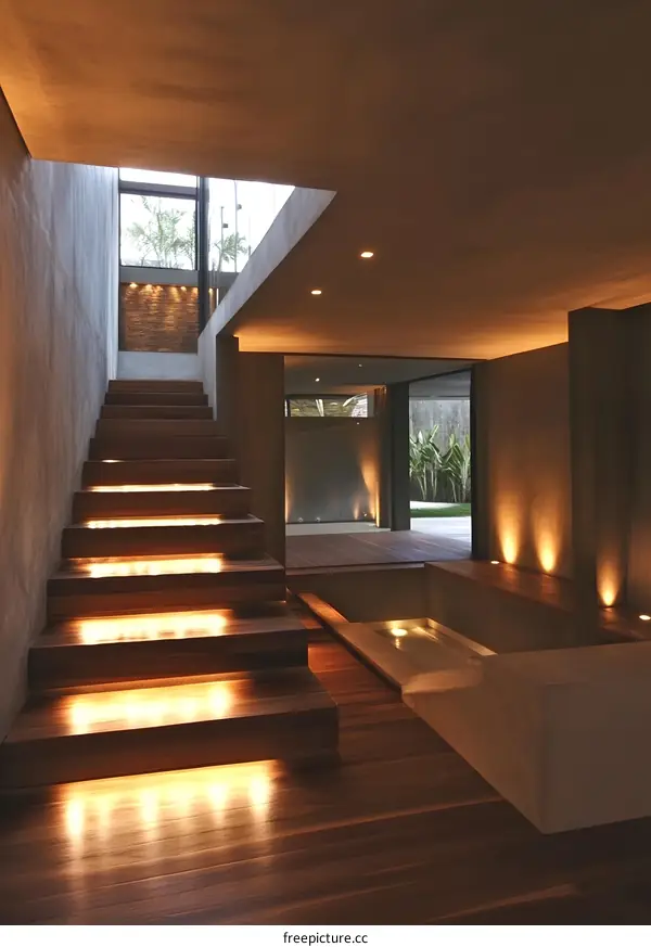 Modern Minimalist Wooden Staircase Interior Design