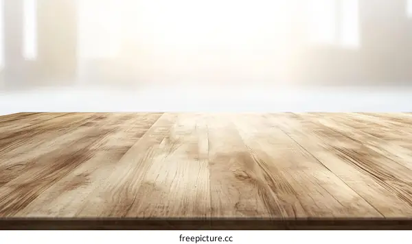 Wooden Table Top with Blurred Background