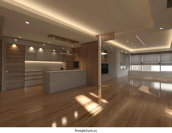 Modern Kitchen and Living Room Interior Design