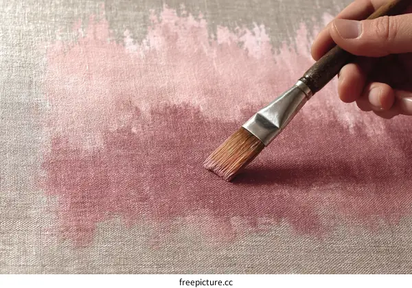 Hand painting on fabric with a brush