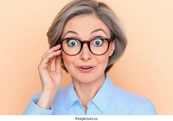 Surprised Woman with Glasses Close-up Portrait