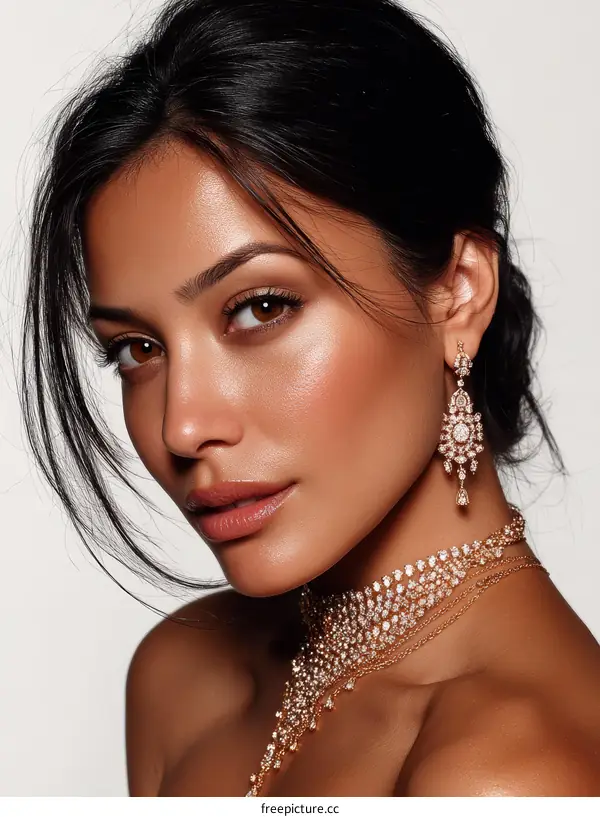 Beautiful Woman with Elegant Jewelry
