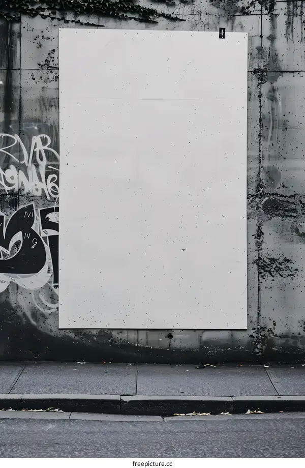 Blank White Billboard on Concrete Wall