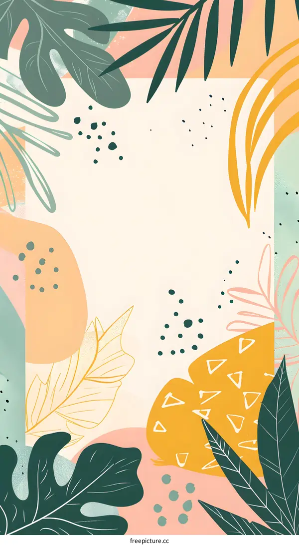 Abstract Tropical Leaves Illustration with Minimalist Shapes and Patterns